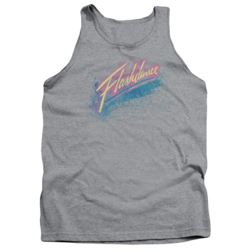 Athletic heather men's tank with Flashdance Spray Logo graphic