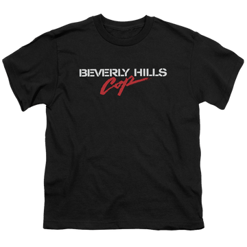 Black kid's t-shirt for ages 4 to 7 with Beverly Hills Cop Logo graphic