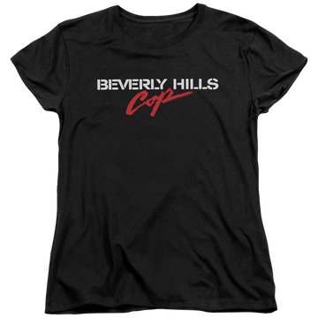 Black women's t-shirt with Beverly Hills Cop Logo graphic