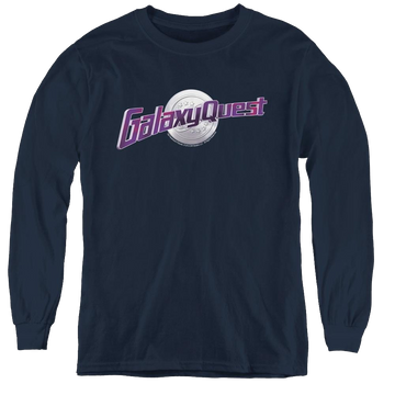 Navy youth long sleeve t-shirt with Galaxy Quest Logo graphic