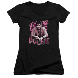Pretty in Pink I Heart Duckie - Juniors V-Neck T-Shirt Juniors V-Neck T-Shirt Pretty in Pink   