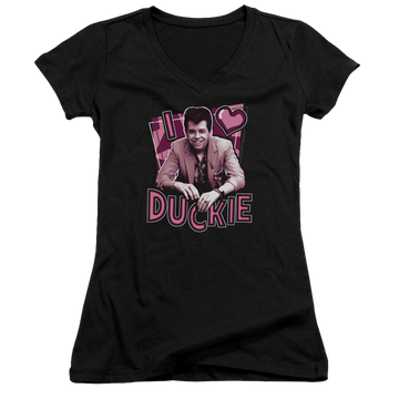 Pretty in Pink I Heart Duckie - Juniors V-Neck T-Shirt Juniors V-Neck T-Shirt Pretty in Pink   