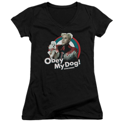 Zoolander Obey My Dog - Juniors V-Neck T-Shirt Juniors V-Neck T-Shirt Zoolander   
