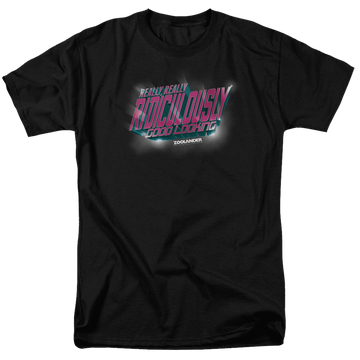 Black men's regular fit t-shirt with Zoolander Ridiculously Good Looking graphic