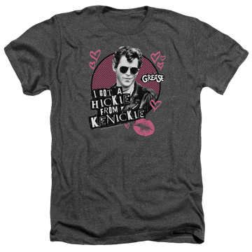 Charcoal men's heather t-shirt with Grease Kenickie graphic