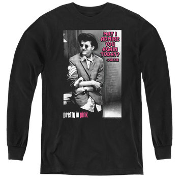 Black youth long sleeve t-shirt with Pretty in Pink Admire graphic