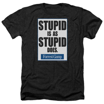 Charcoal men's heather t-shirt with Forrest Gump Stupid Is graphic