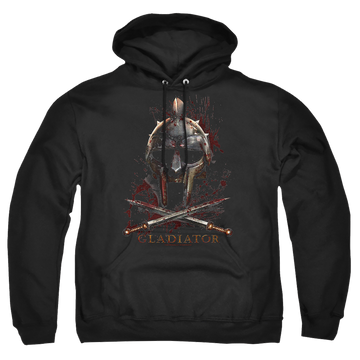 Black pullover hoodie with Gladiator Helmet graphic