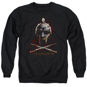 Black men's crewneck sweatshirt with Gladiator Helmet graphic