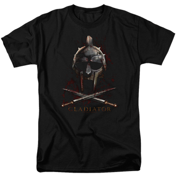 Black men's regular fit t-shirt with Gladiator Helmet graphic