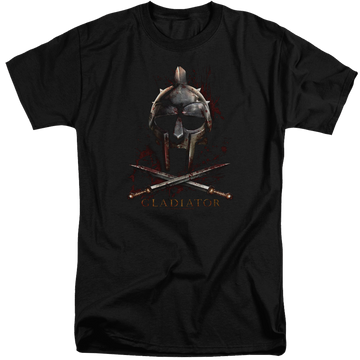 Black men's tall fit t-shirt with Gladiator Helmet graphic