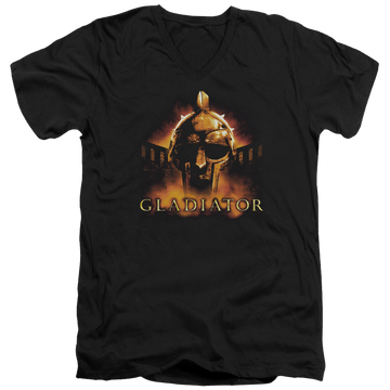 Black men's v-neck t-shirt with Gladiator My Name Is graphic