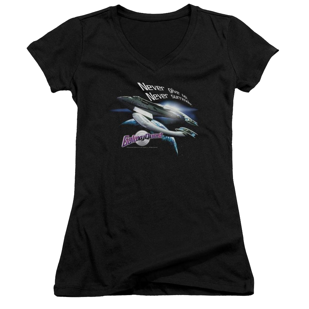 Galaxy Quest Never Surrender - Juniors V-Neck T-Shirt Juniors V-Neck T-Shirt Galaxy Quest   