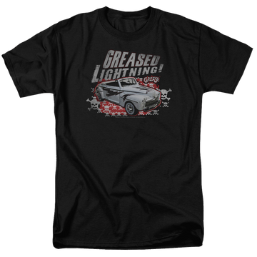 Black men's regular fit t-shirt with Greased Lightening graphic