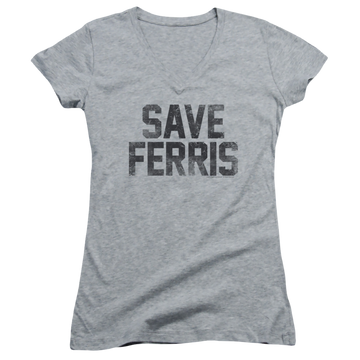 Ferris Bueller's Day Off Save Ferris - Juniors V-Neck T-Shirt Juniors V-Neck T-Shirt Ferris Bueller's Day Off   