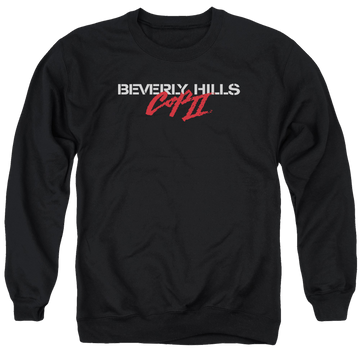 Black men's crewneck sweatshirt with Beverly Hills Cop Logo graphic