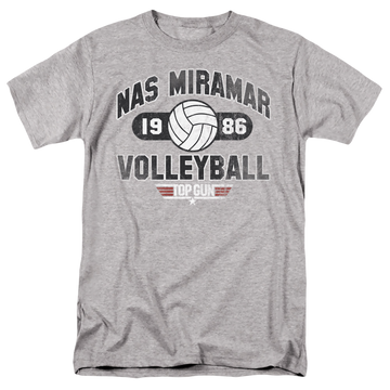 Athletic heather men's regular fit t-shirt with Top Gun Nas Miramar Volleyball graphic