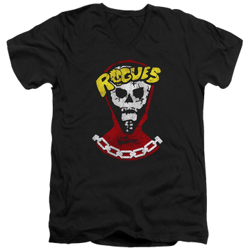Black men's v-neck t-shirt with The Warriors The Rogues graphic