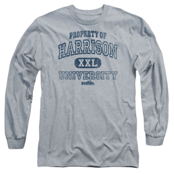 Athletic heather men's long sleeve t-shirt with Old School Property Of Harrison graphic
