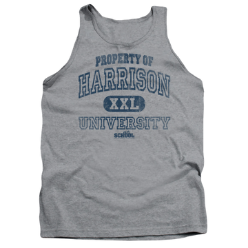 Athletic heather men's tank with Old School Property Of Harrison graphic