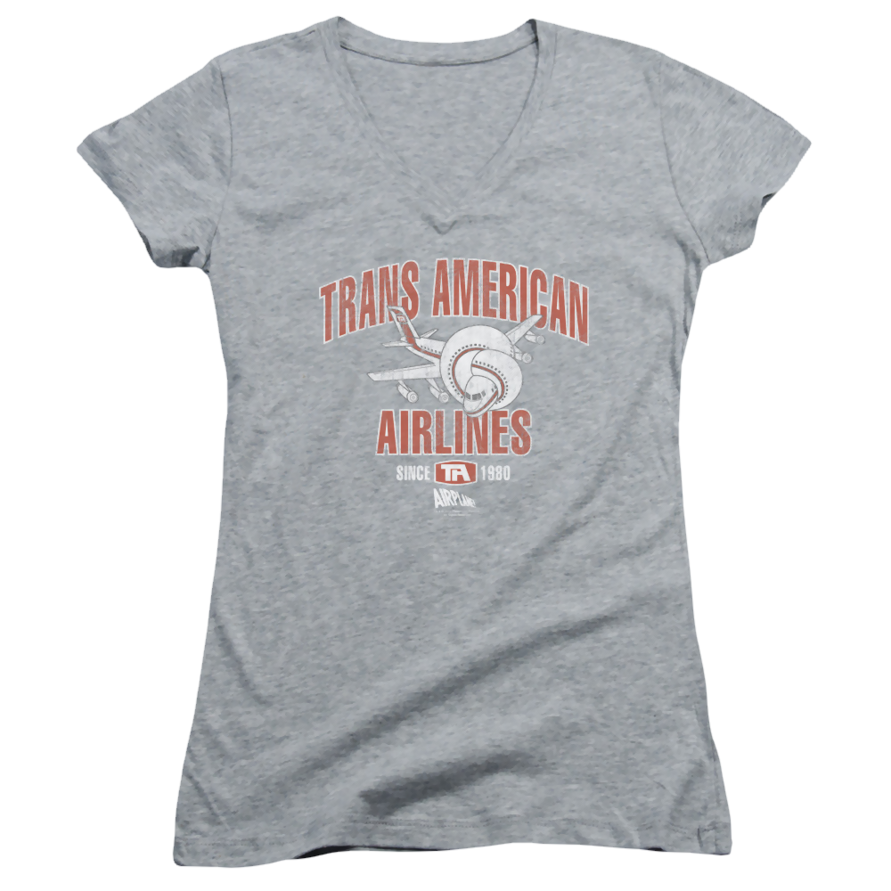 Airplane Trans American - Juniors V-Neck T-Shirt Juniors V-Neck T-Shirt Airplane   
