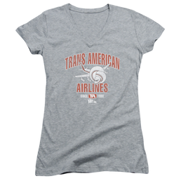 Airplane Trans American - Juniors V-Neck T-Shirt Juniors V-Neck T-Shirt Airplane   