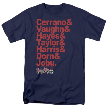 Navy men's regular fit t-shirt with Major League Team Roster graphic