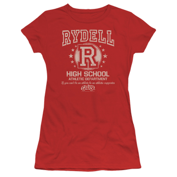 Red juniors t-shirt with Grease Rydell High graphic