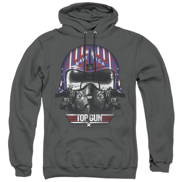 Charcoal pullover hoodie with Top Gun Maverick Helmet graphic