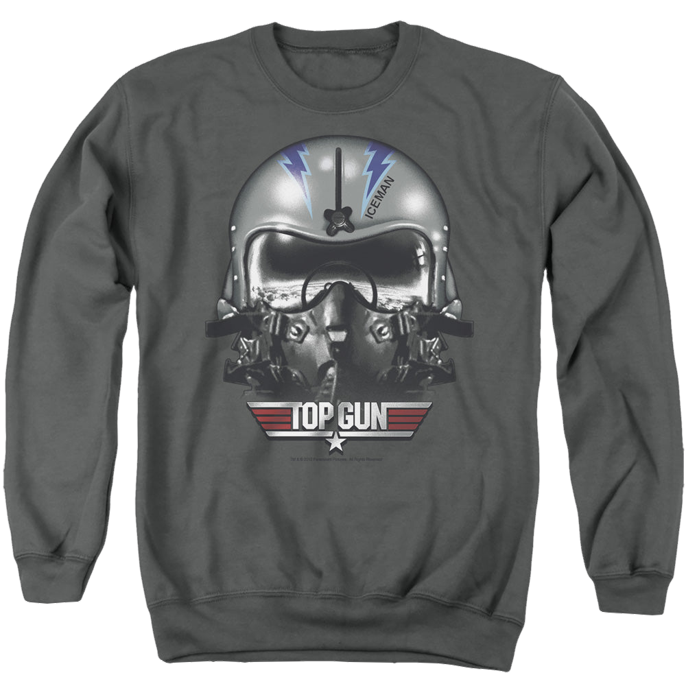 Top Gun Iceman Helmet - Men's Crewneck Sweatshirt Men's Crewneck Sweatshirt Top Gun   