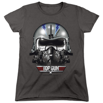 Charcoal women's t-shirt with Top Gun Iceman Helmet graphic