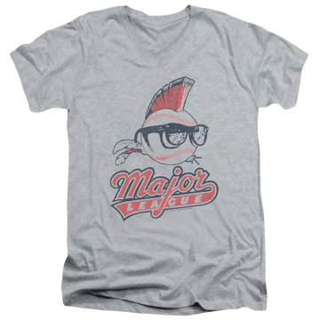 Athletic heather men's v-neck t-shirt with Major League Vintage Logo graphic