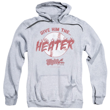 Athletic heather pullover hoodie with Major League The Heater graphic