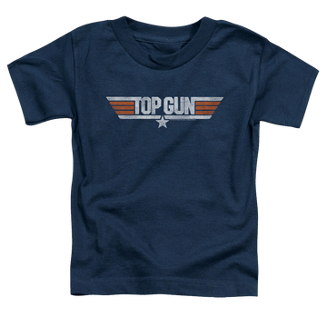 Navy toddler t-shirt with Top Gun Distressed Logo graphic