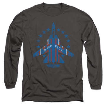 Charcoal men's long sleeve t-shirt with Top Gun Maverick graphic