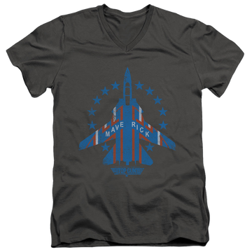 Charcoal men's v-neck t-shirt with Top Gun Maverick graphic