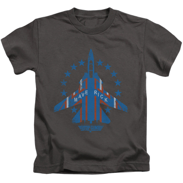 Charcoal kid's t-shirt for ages 4 to 7 with Top Gun Maverick graphic