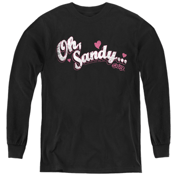 Black youth long sleeve t-shirt with Grease Oh Sandy graphic