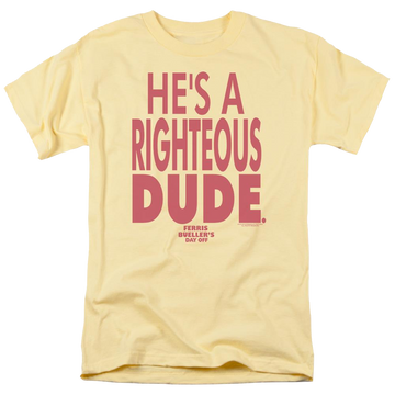 Banana men's regular fit t-shirt with Ferris Bueller's Day Off Righteous Dude graphic