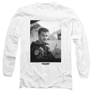 White men's long sleeve t-shirt with Top Gun Wingman graphic