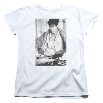 White women's t-shirt with Ferris Bueller's Day Off Cameron graphic