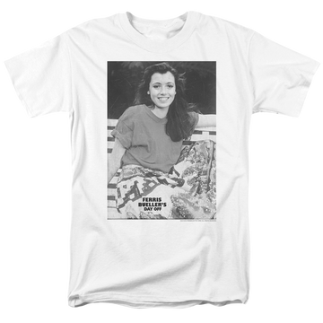 White men's regular fit t-shirt with Ferris Bueller's Day Off Sloane graphic