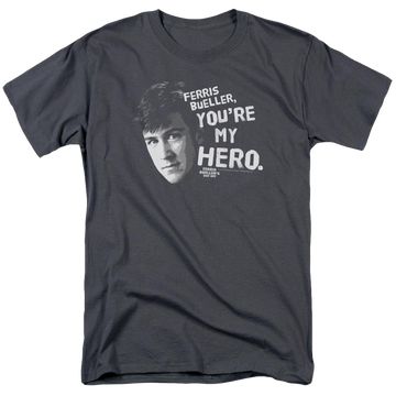Charcoal men's regular fit t-shirt with Ferris Bueller's Day Off My Hero graphic