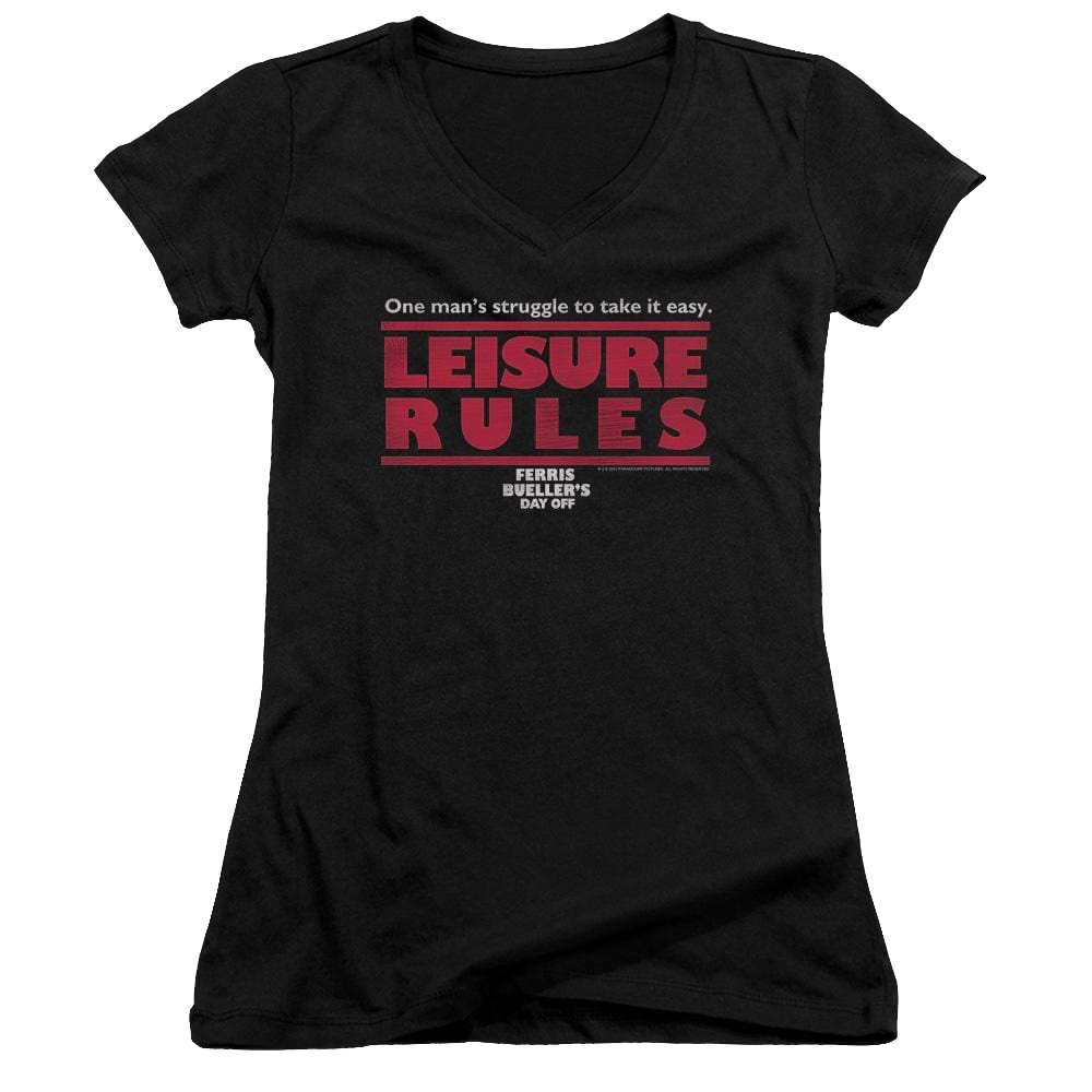 Ferris Bueller's Day Off Leisure Rules - Juniors V-Neck T-Shirt Juniors V-Neck T-Shirt Ferris Bueller's Day Off   