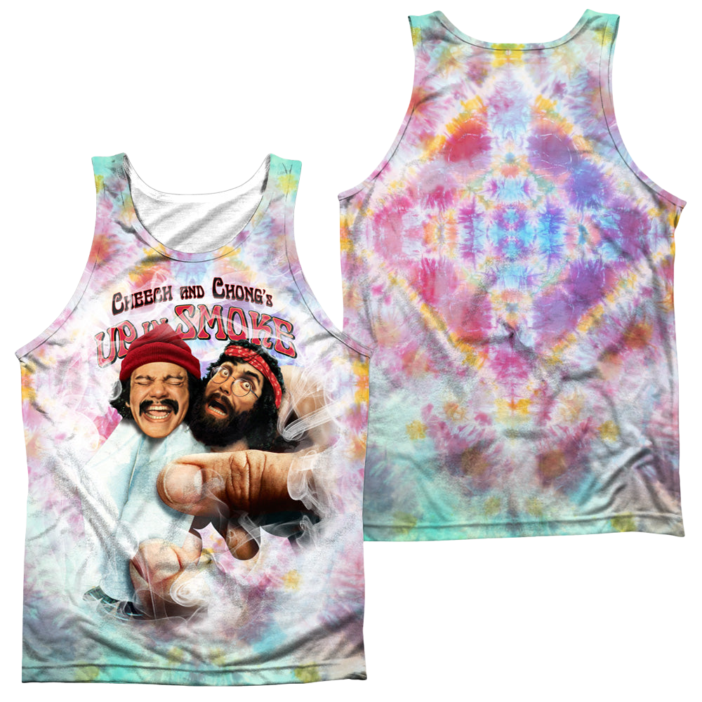 Up in Smoke Fried Tie Dyed (Front/Back Print) - Men's All Over Print Tank Top Men's All Over Print Tank Cheech & Chong   