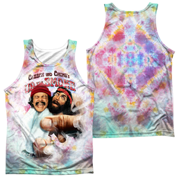 Up in Smoke Fried Tie Dyed (Front/Back Print) - Men's All Over Print Tank Top Men's All Over Print Tank Cheech & Chong   
