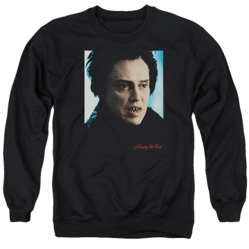 Black men's crewneck sweatshirt with Sleepy Hollow Horse Man graphic