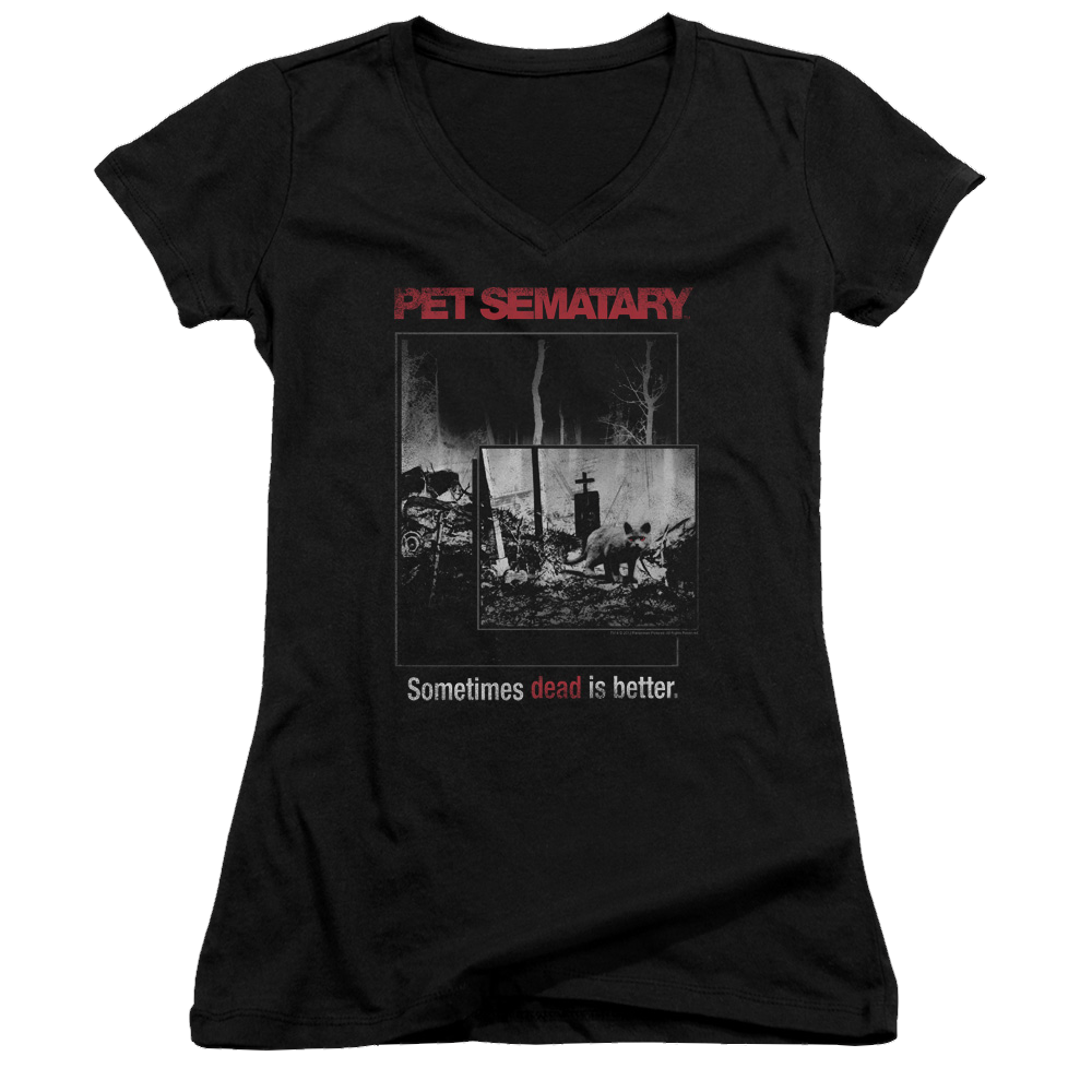 Pet Sematary Cat Poster - Juniors V-Neck T-Shirt Juniors V-Neck T-Shirt Pet Sematary   