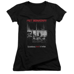 Pet Sematary Cat Poster - Juniors V-Neck T-Shirt Juniors V-Neck T-Shirt Pet Sematary   