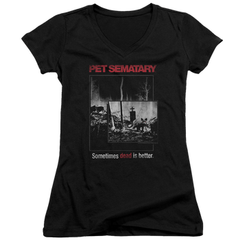 Pet Sematary Cat Poster - Juniors V-Neck T-Shirt Juniors V-Neck T-Shirt Pet Sematary   